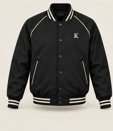 Afterclass Black Lightweight Jacket, Black / Cream Piping, front view