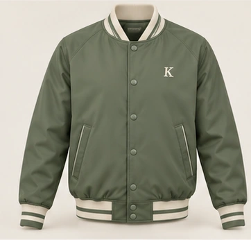 Quad Green Lightweight Jacket, Sage / Cream Ribbing, front view